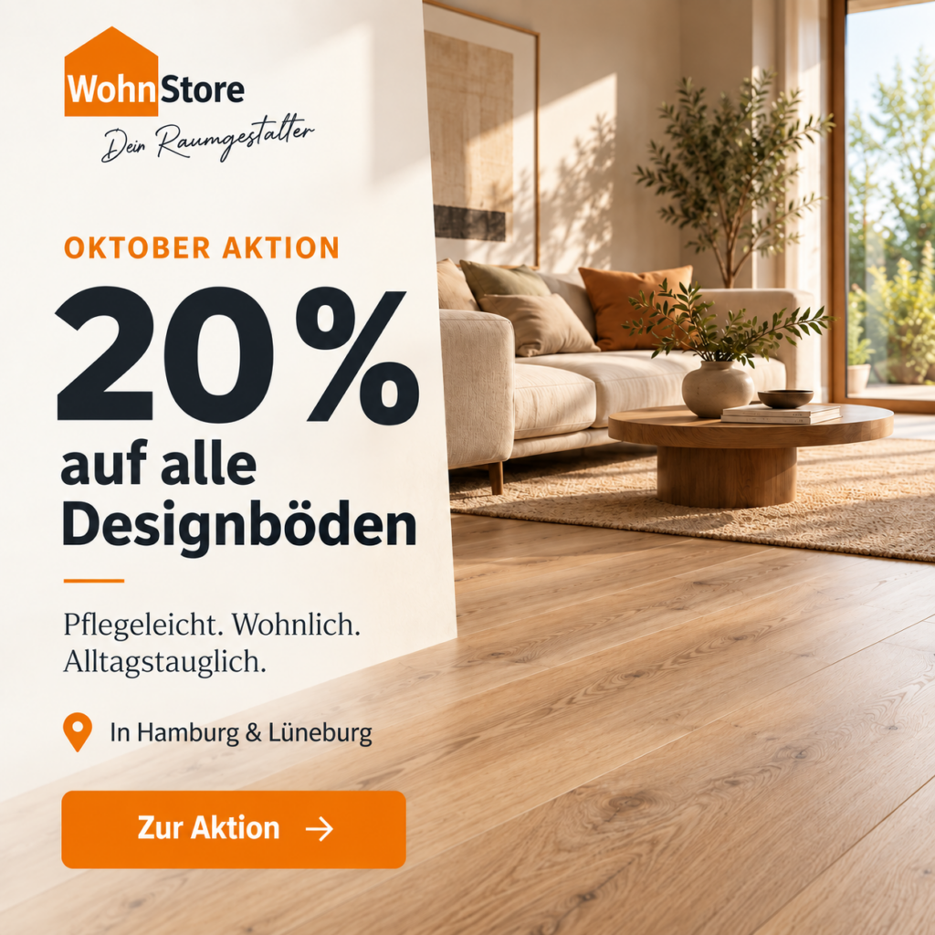 WohnStore Oktober-Aktion: 20 % Rabatt auf alle Designböden